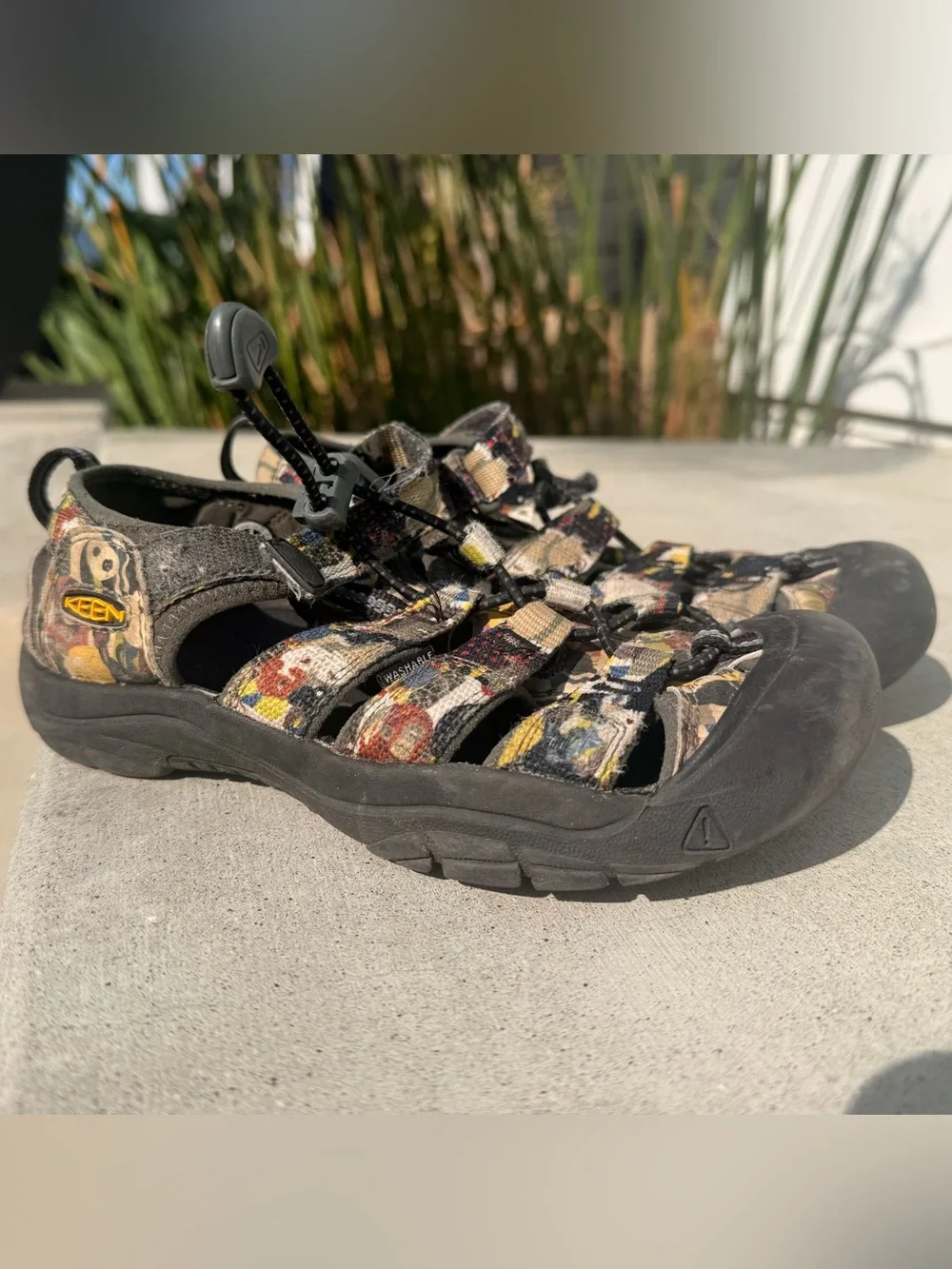 Keen Kids Multicolor Camouflage Patterned Sandal with Black Sole